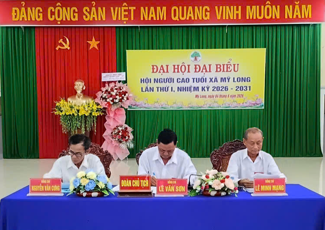 MỸ LONG: ĐẠI HỘI ĐẠI BIỂU HỘI NGƯỜI CAO TUỔI XÃ LẦN THỨ I, NHIỆM KỲ 2026 - 2031 THÀNH CÔNG TỐT ĐẸP