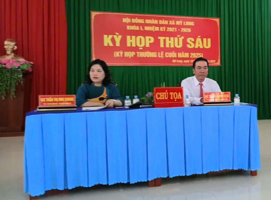 Kỳ họp thường lệ cuối năm 2025 của Hội đồng nhân dân xã Mỹ Long khóa I, nhiệm kỳ 2021–2026