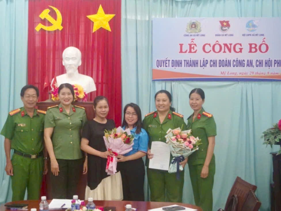 Tổ chức lễ công bố quyết định thành lập Chi đoàn - Chi hội phụ nữ công an xã